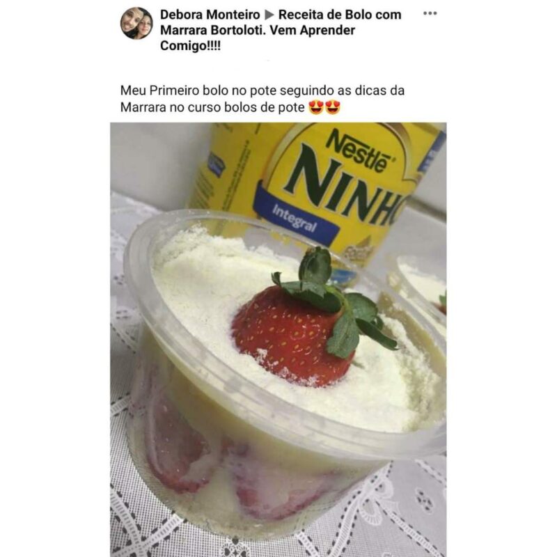 Curso O Novo Bolo no Pote depoimento e resultados prints de alunos