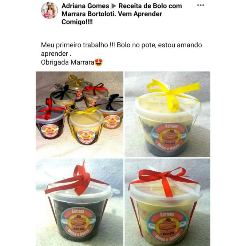 Curso O Novo Bolo no Pote depoimento e resultados prints de alunos