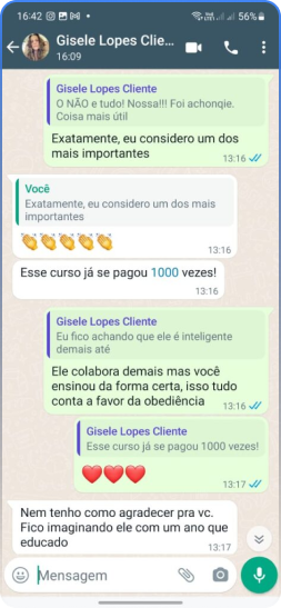 Método Cão Adestrado depoimento e resultados prints de alunos
