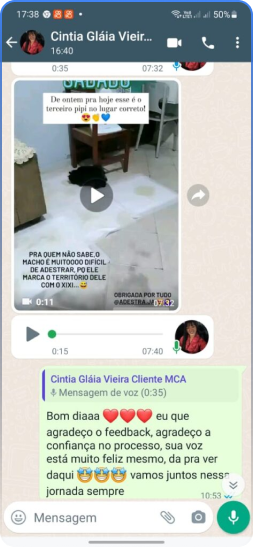 Método Cão Adestrado depoimento e resultados prints de alunos