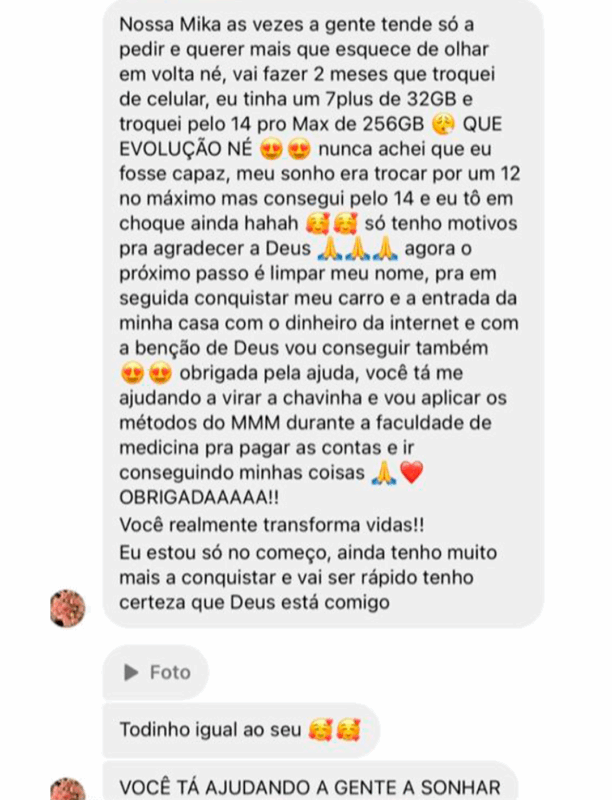 Novo Método Mulher Milionária depoimento e resultados prints de alunos