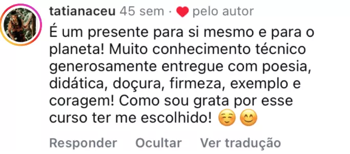 Curso O Maravilhoso Mundo dos Jardins Agroecológicos depoimento e resultados prints de alunos