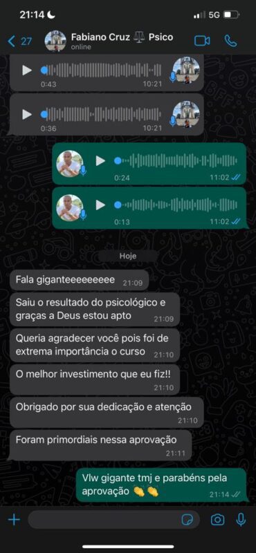 Curso Psicotécnico Descomplicado depoimento e resultados prints de alunos