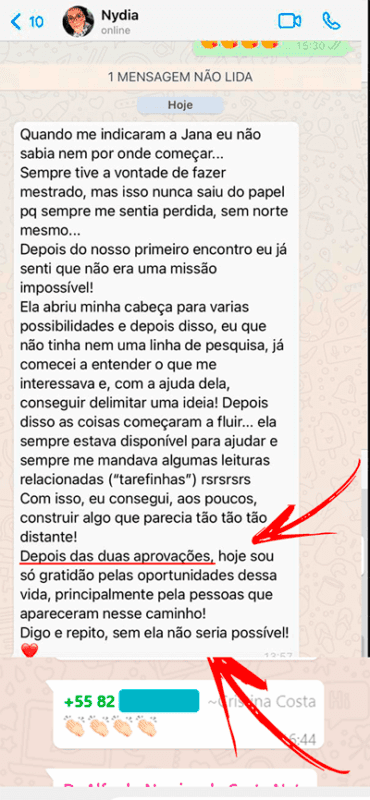 Curso Seja Mestre depoimento e resultados prints de alunos