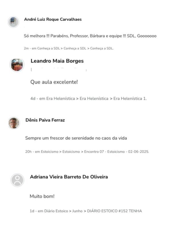 Formação em Filosofia ISDL depoimento e resultados prints de alunos