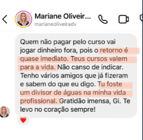 Orátole - Formação em Oratória Jurídica depoimento e resultados prints de alunos