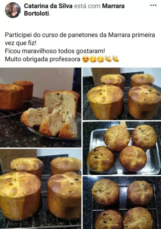 Panetones e Chocotones de Milhões da Marrara Bortoloti depoimento e resultados prints de alunos