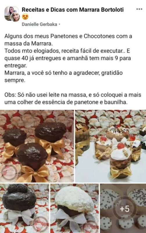 Panetones e Chocotones de Milhões da Marrara Bortoloti depoimento e resultados prints de alunos