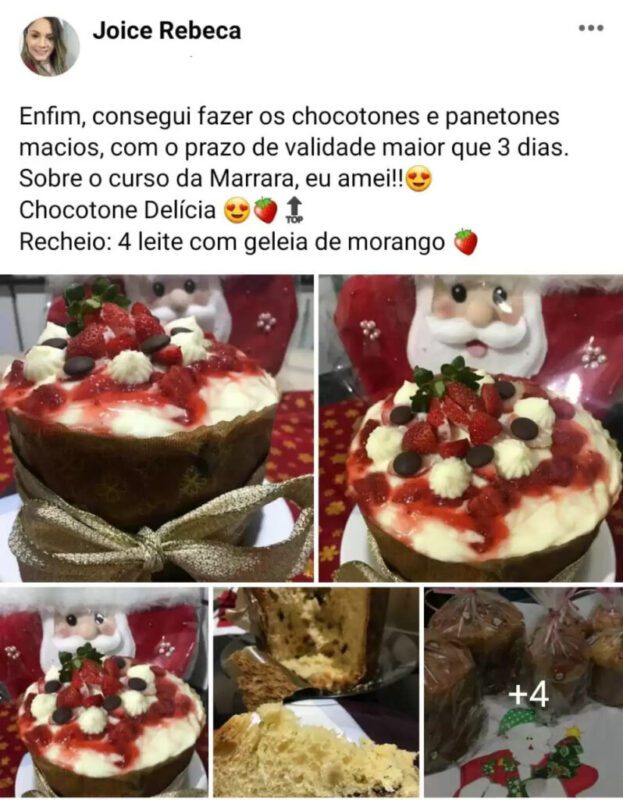 Panetones e Chocotones de Milhões da Marrara Bortoloti depoimento e resultados prints de alunos