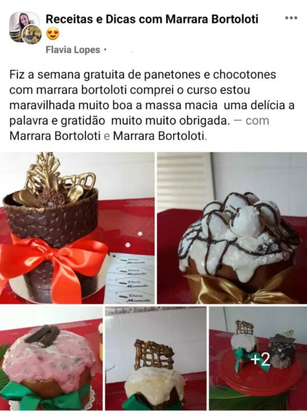 Panetones e Chocotones de Milhões da Marrara Bortoloti depoimento e resultados prints de alunos