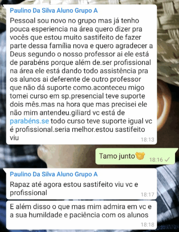 Curso de Ar Condicionado Automotivo e Agrícola depoimento e resultados prints de alunos